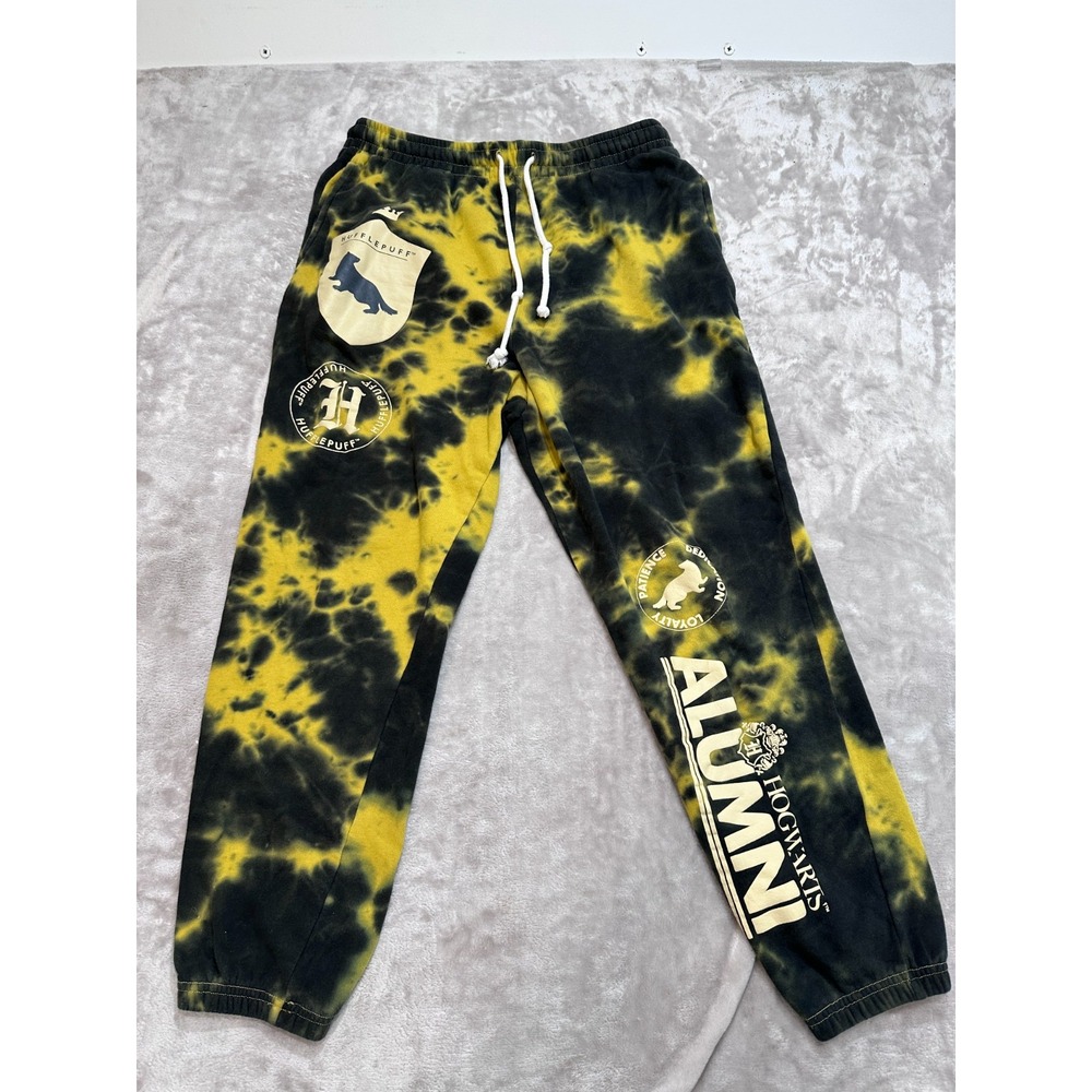 BoxLunch Sweatpants Mens L Yellow Black Harry Potter Hufflepuff Alumni Tie Dye